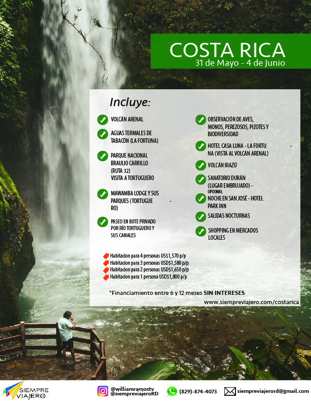 Excursion Costa Rica desde Santo Domingo